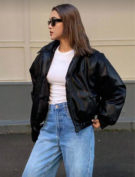 Шкіряна куртка бомбер Shine