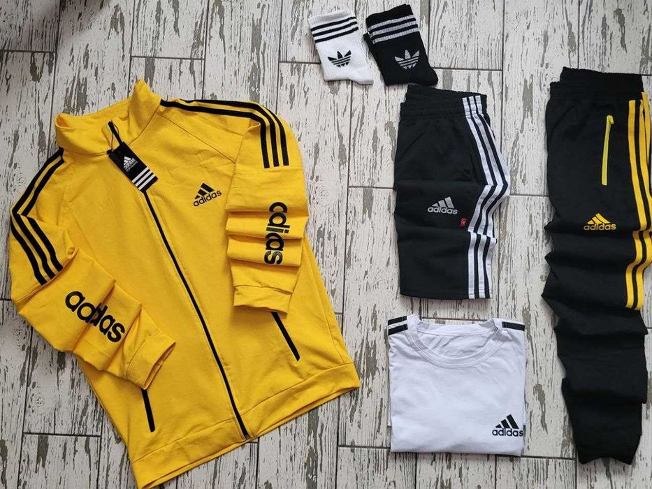 Чоловічий спорт набір 6 в 1 Аdidas: костюм, футболка-шорти, шкарпетки