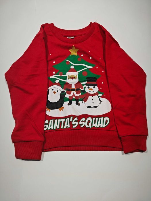 Świąteczna Koszulka Dziecięca Czerwona Choinka Mikołaj Bałwan 122/128