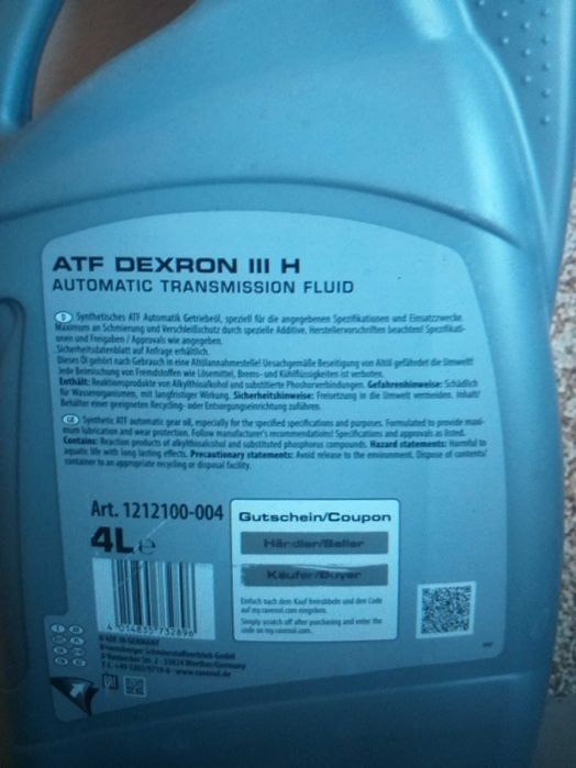 Трансмісійна олива масло Ravenol ATF DEXRON III 3 H 4L Synthetic