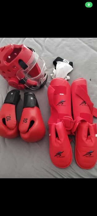 Kit kickboxing crianças caneleiras completas , capacete , Luvas ,