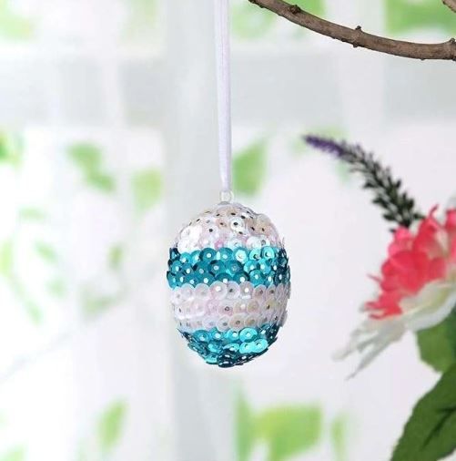 Zestaw dekoracyjny wielkanocny styropianowe jajka cekiny naklejki 20