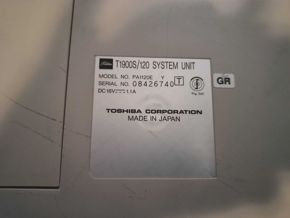 Toshiba T1900S/120 – 486SX – MONO LCD – RETRO – USZKODZONY
