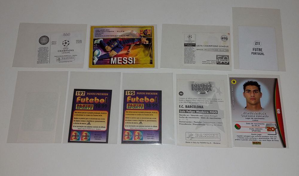 Cromos de Futebol: Ronaldo, Eusébio, Messi, Figo, Maradona e outros