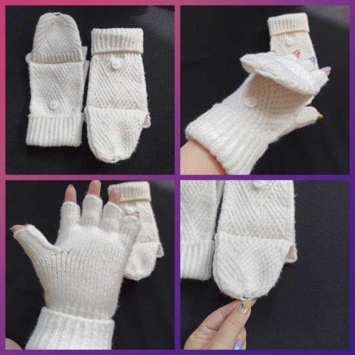 Peacocks Теплые женские перчатки митенки молочные