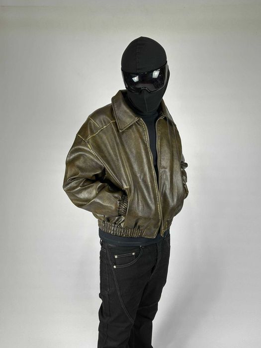 Бомбер коричневий куртка курточка opium archive jacket шкіряна