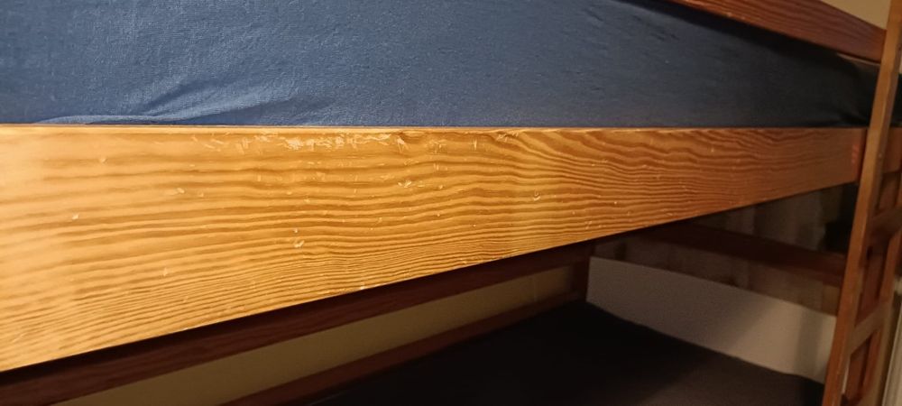 Łóżko piętrowe drewniane 2 szuflady