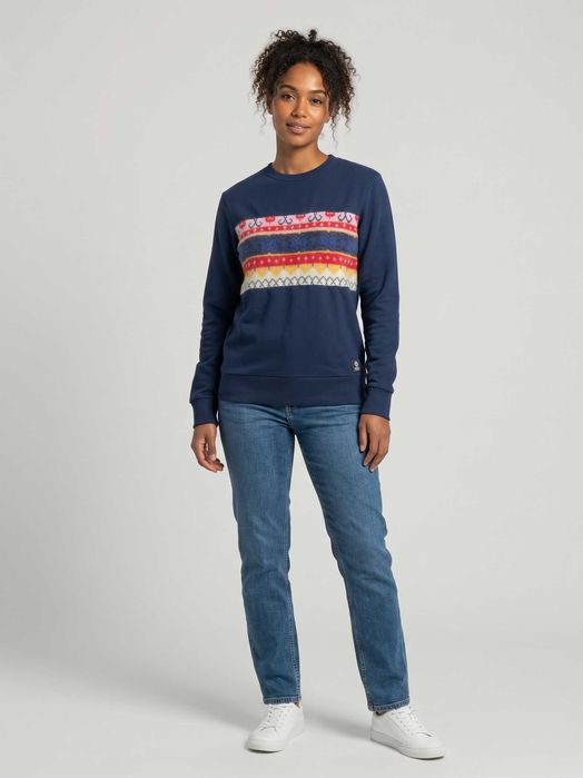 Bluza Damska Franklin Marshall XL Granatowa Wzór Norweski Wełna Made in Italy