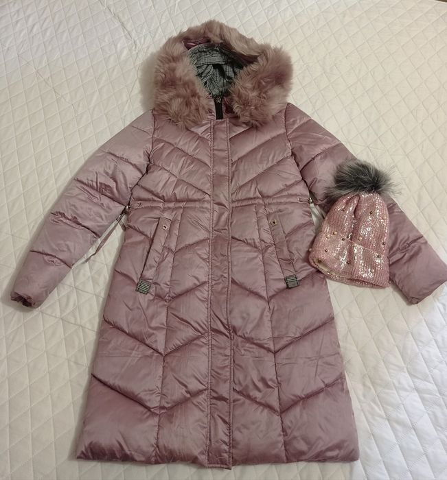 Зимнє пальто підліткове + шапка