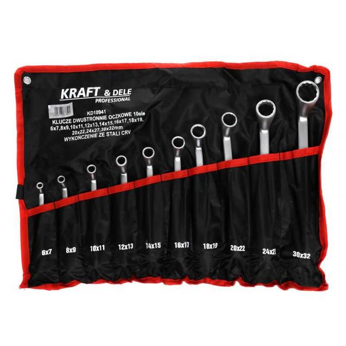KLUCZE DWUSTRONNE OCZKOWE dwunastokątne CRV 6-32 mm etui 10EL. KD10941