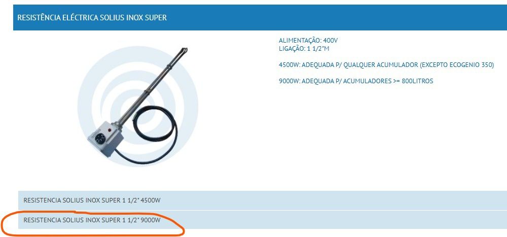 Resistência Solius Inox Super 9000w trifásica