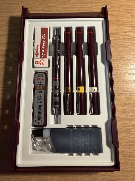 Rotring Rapidografy Zestaw Isograph 0.25, 0.35, 0.5