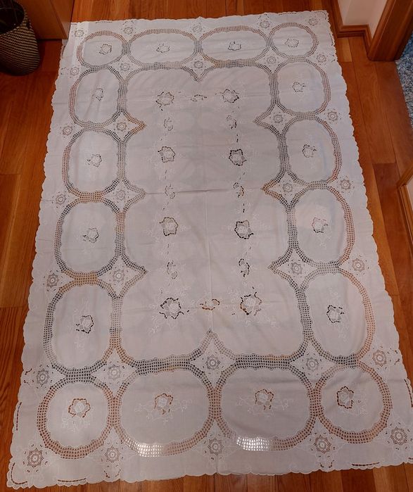 Toalha de algodão e croché com guardanapos