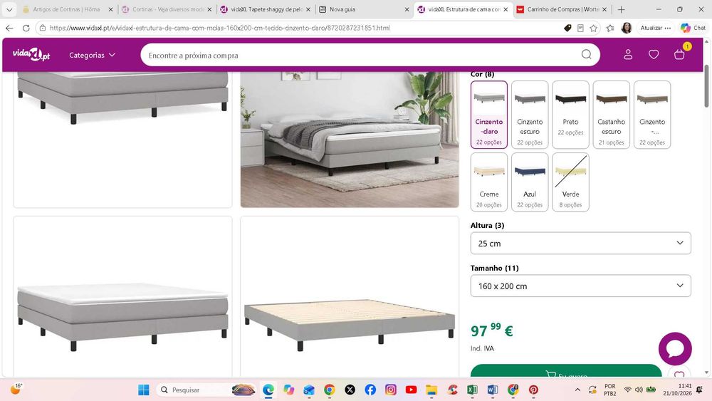 Base de cama na cor cinca claro, medindo  1,60X2,00