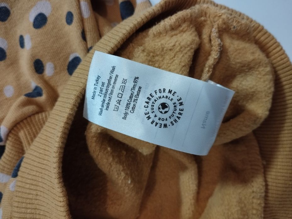 Musztardowe bluza kropki unisex 86 92 bawełna George