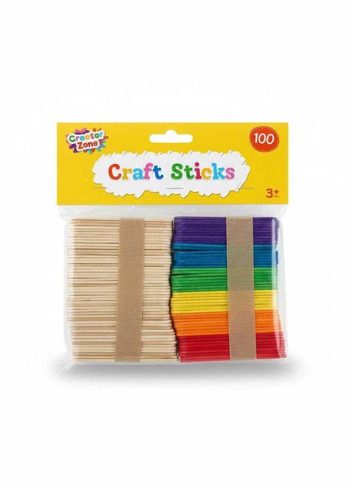Drewniane patyczki kreatywne craft sticks 100 sztuk kolor i natura
