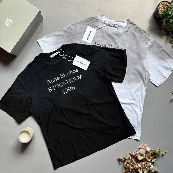 Футболка Acne Studio Чоловіча біла та чорна футболка Акне Студіо/Футболка Acne Studio Мужская белая и черная футболка Акне Студио