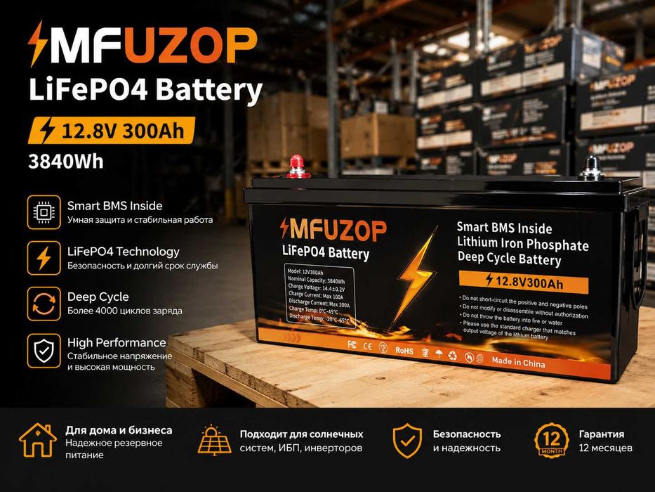 Акумулятор LiFePO4 DATOU BOSS 12V/100AH(1320Wh)літій-залізо-фосфатний. Безкоштовна доставка. Аккумулятор , Li-ion батарея, «АКБ. новый, —  2026 рік»