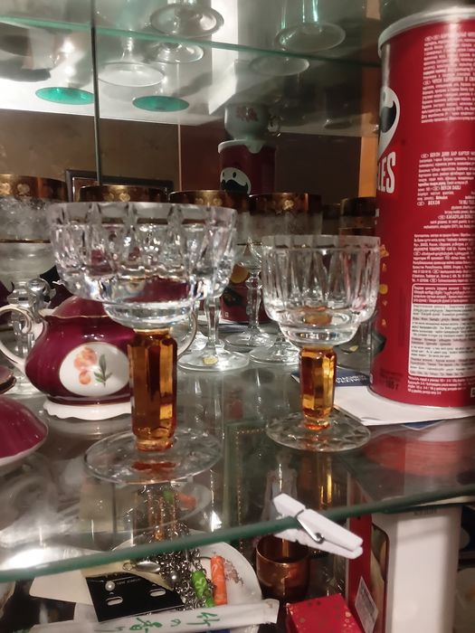 Олимпийский  цветной хрусталь  фужеры хрустальные бокалы по серебряные