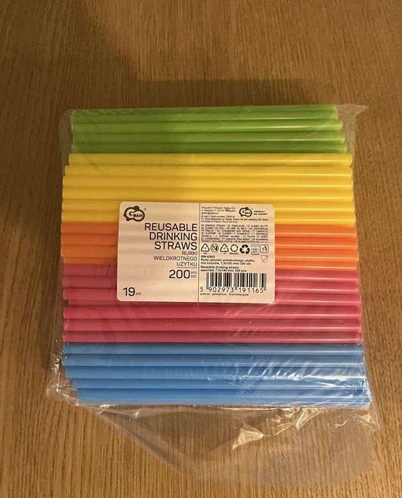 Kolorowe plastikowe rurki słomki 200 sztuk