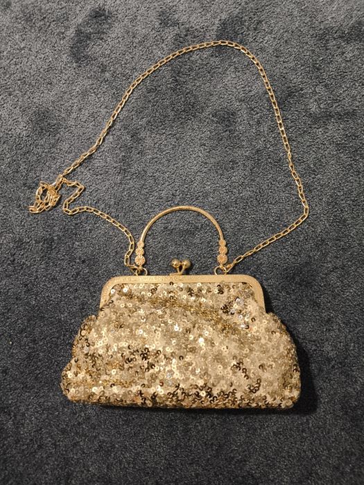 Nowa złota kopertówka cekiny