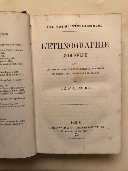 L'Ethnographie Criminelle - Le Dr A. Corre