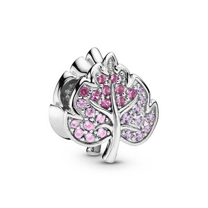 Srebrna przywieszka pr 925 Charms liść listek cyrkonie PAN182