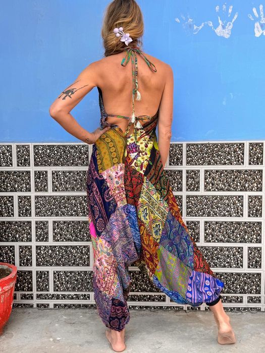 Szarawary ogrodniczki kombinezon patchwork