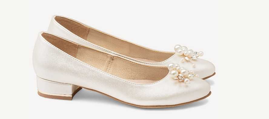 Ślubne perłowe balerinki Brilu-ivory