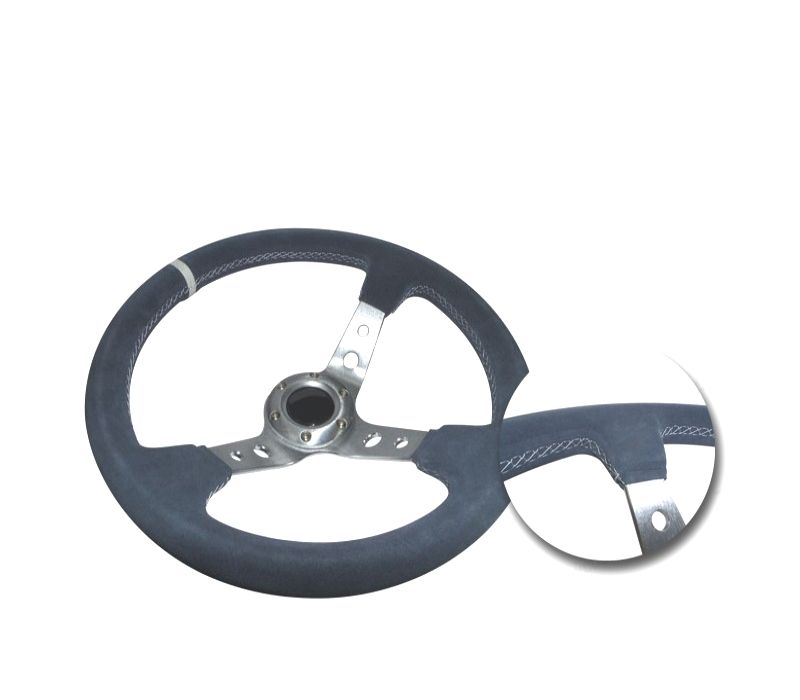 VOLANTE TIPO OMP INVERTIDO PRATEADO CAMURÇA