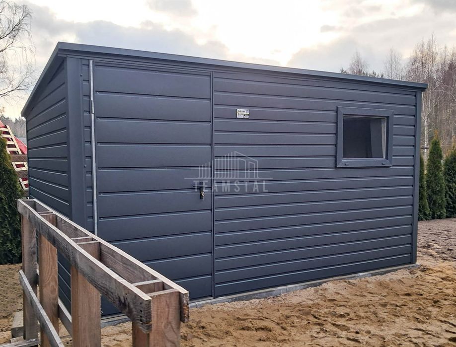 Schowek domek ogrodowy 3,5x2,5m Drzwi okno dach spad w tył TS1053