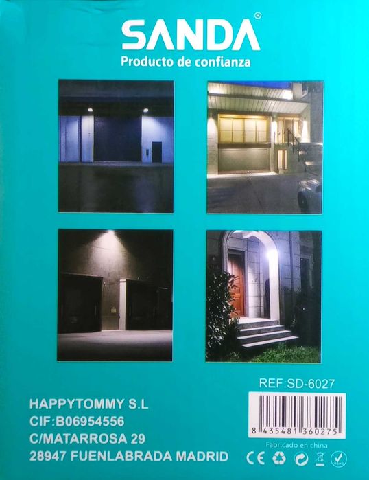 Candeeiro solar LED exterior sensor movimento