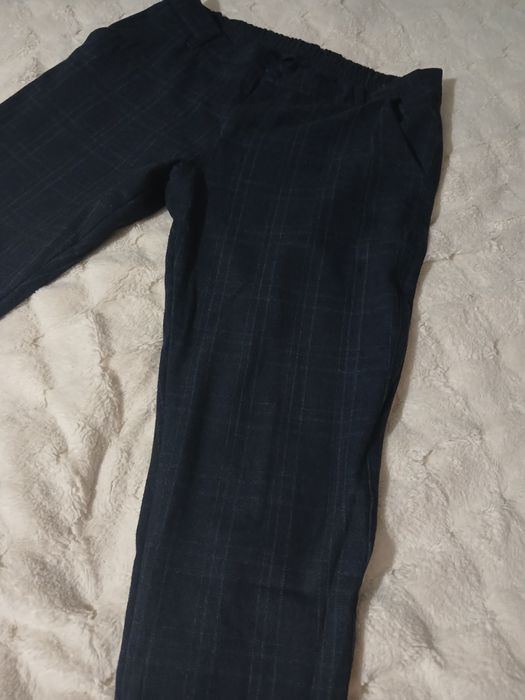 Чоловічі брюки в клітинку  темно сині