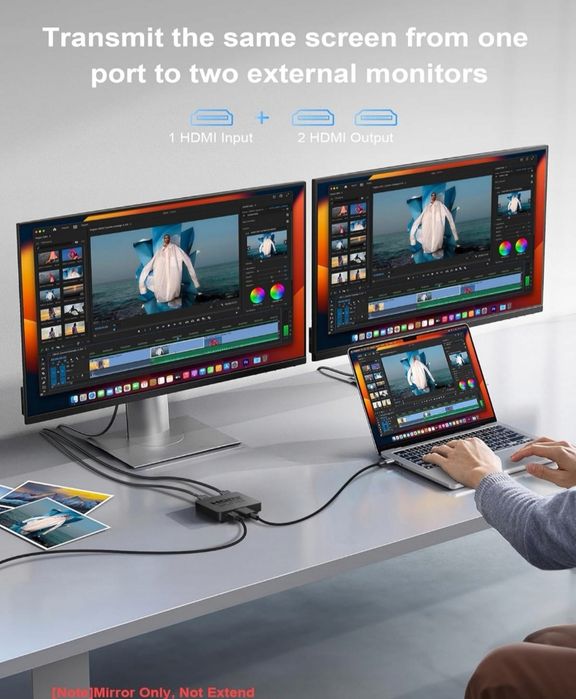 Rozdzielacz HDMI Splliter 4K 30Hz 1x2 Duplikat Ekranu / Lustrzane Ekra