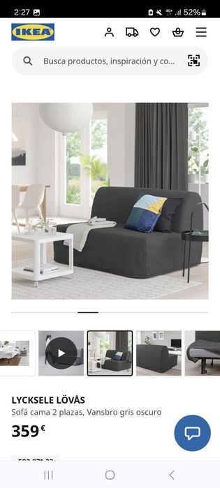 Sofá cama cinza IKEA