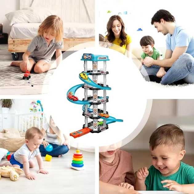 Детский игровой трек-паркинг с машинками 5-уровневый гараж