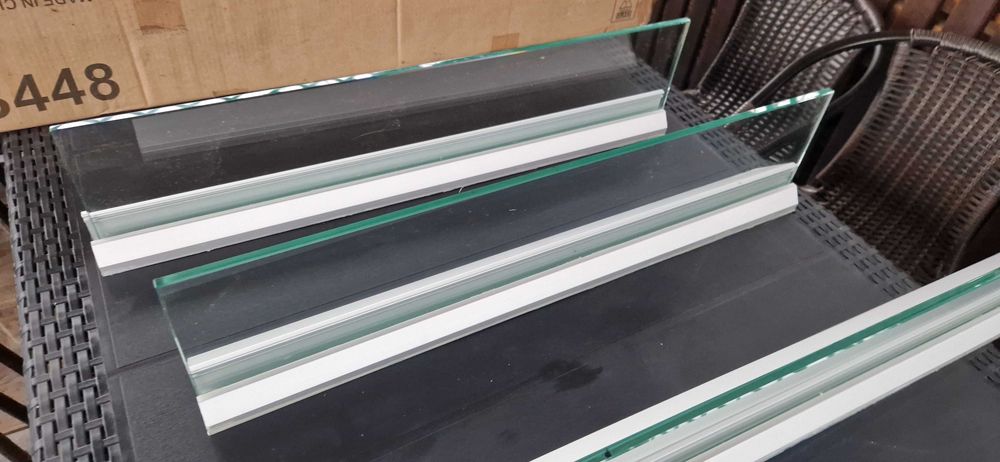 Półki łazienkowe szklane, profil aluminiowy - 4 sztuki