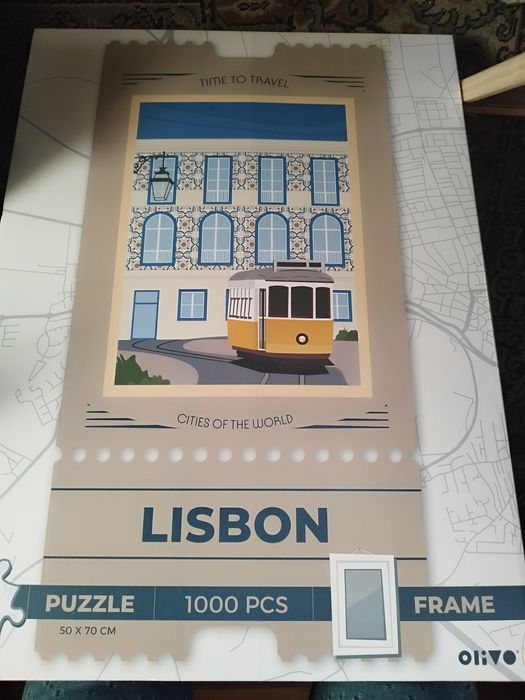 Puzzle 1000 peças NOVO 50x70 cm com moldura em madeira  incluída elétrico Lisboa