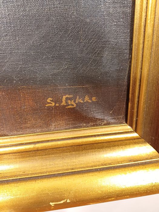 Stary obraz na płótnie sygnowany