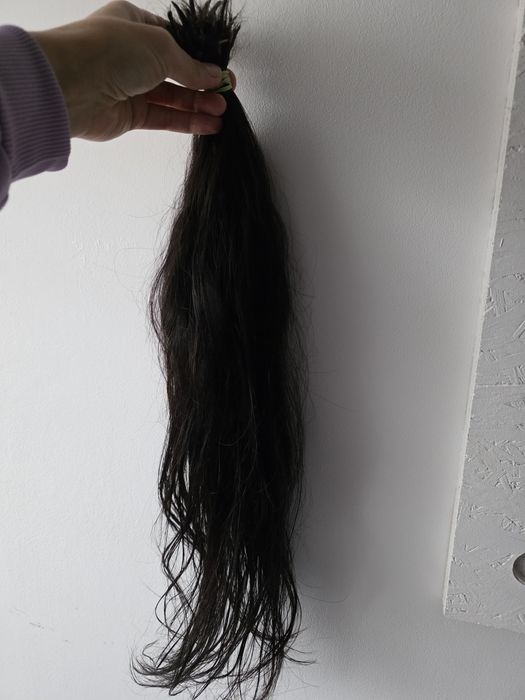 Włosy naturalne ciemny brąz ok 60cm