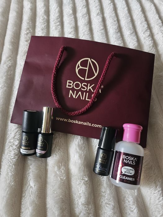 NOWY Zestaw do hybryd Boska Nails | 2x Lakier, Top No Wipe, Cleaner