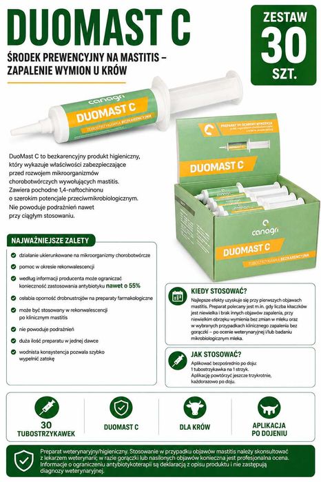 DuoMast C środek prewencyjny na mastitis zapalenie wymion Zestaw 30 szt