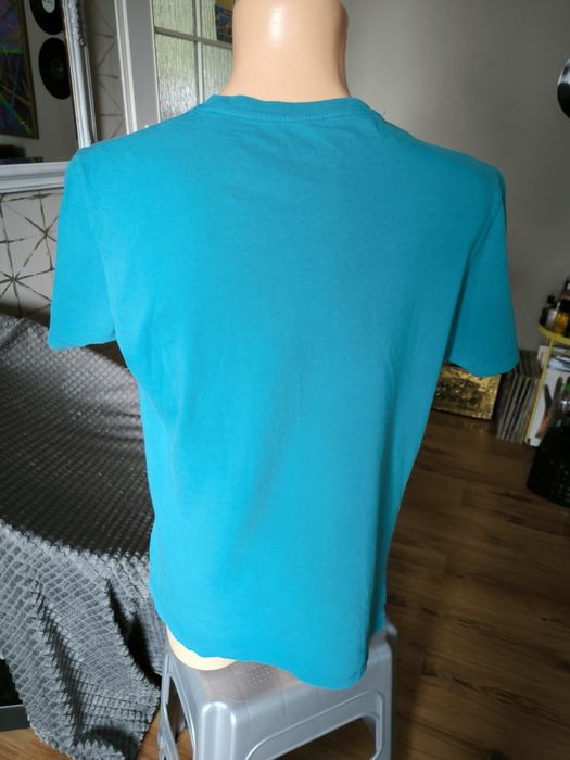 Timberland t-shirt męski M niebieski turkus Lato logo