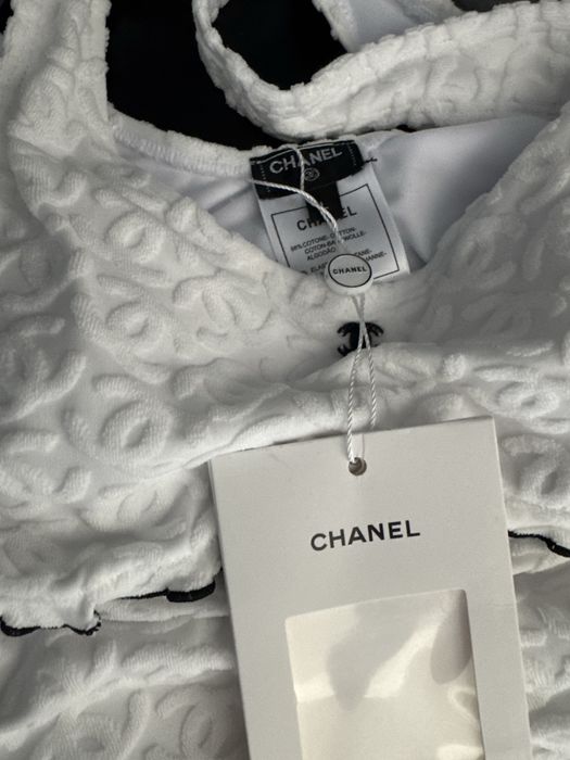 Купальник Суцільний Chanel White Textured  Premium Quality