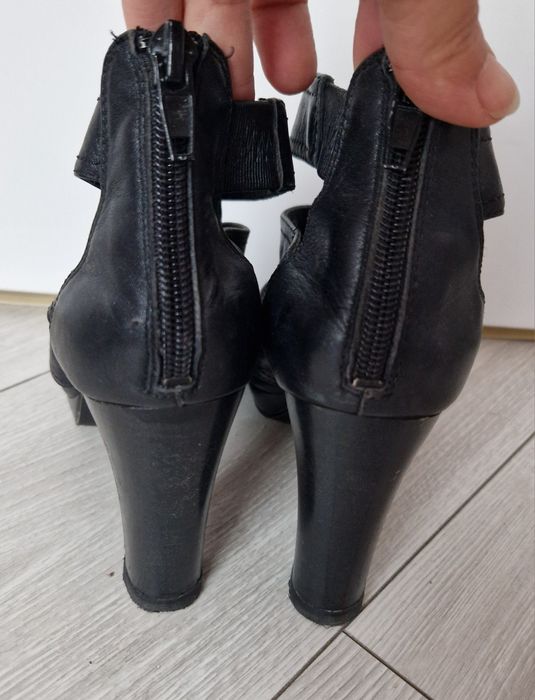 Piękne czarne buty sandały szpilki skóra naturalna r 37 dl 23.5 cm