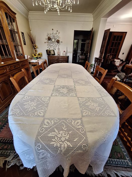 NOVO PRECO 950 €€€€ Toalha mesa linho 3,12m×1,60m com 12 guardanapos