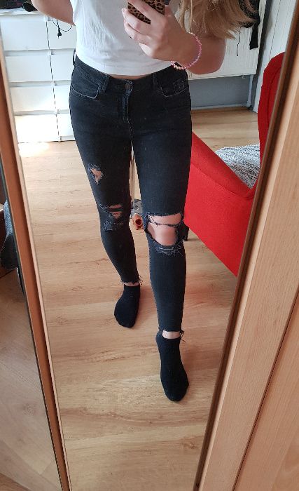 spodnie skinny z dziurami new look M