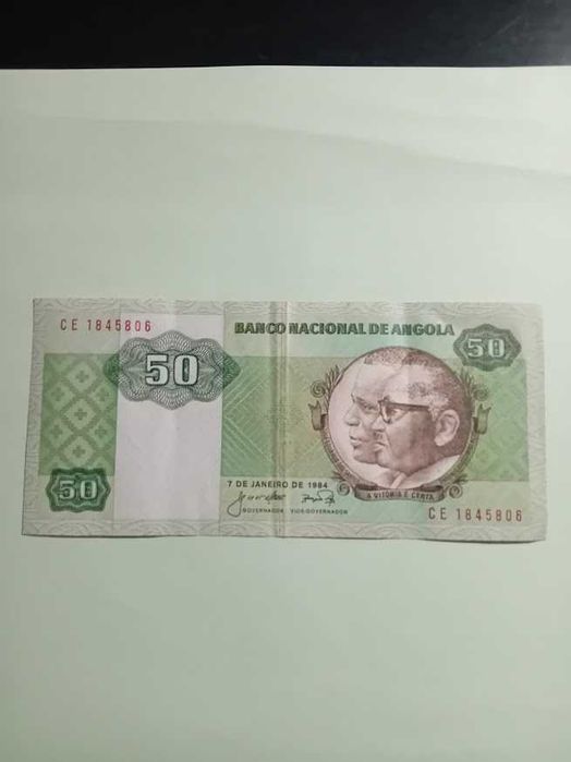 Nota antiga Angola 50 Kwanzas ano 1984