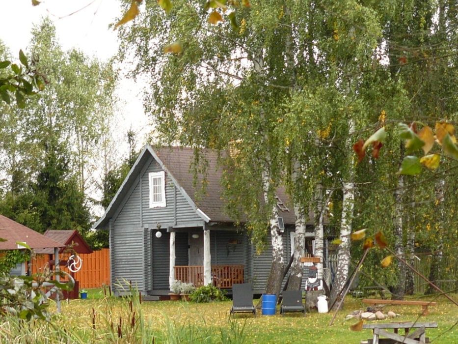 Domki letniskowe  nad stawem   w województwie Warmińsko-Mazurskim