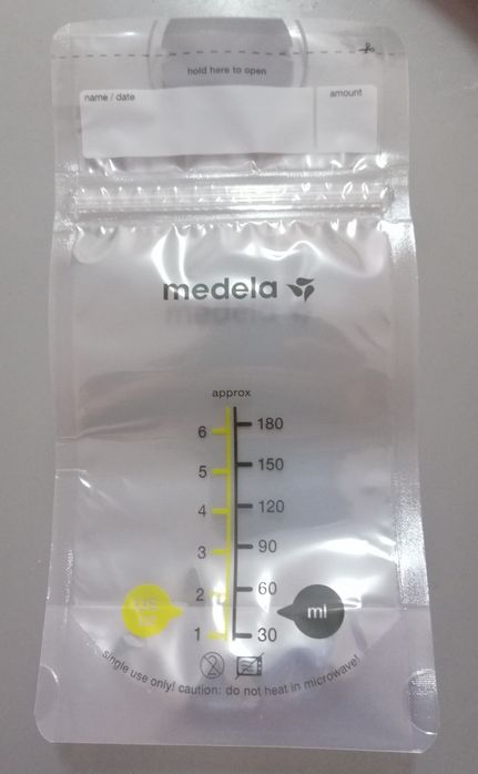 Sacos de conservação de leite materno